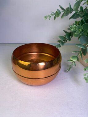 Vintage Coppercraft Guild Solid Copper Small Footed Bowl Trinket Dish 4”